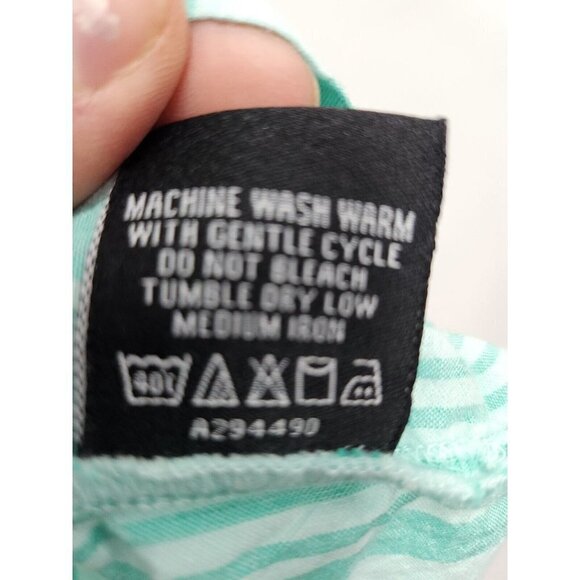 Tolani Collection Womens Striped 1/4 Button Tunic Top Size 3X Mint Green Cotton - Picture 5 of 8